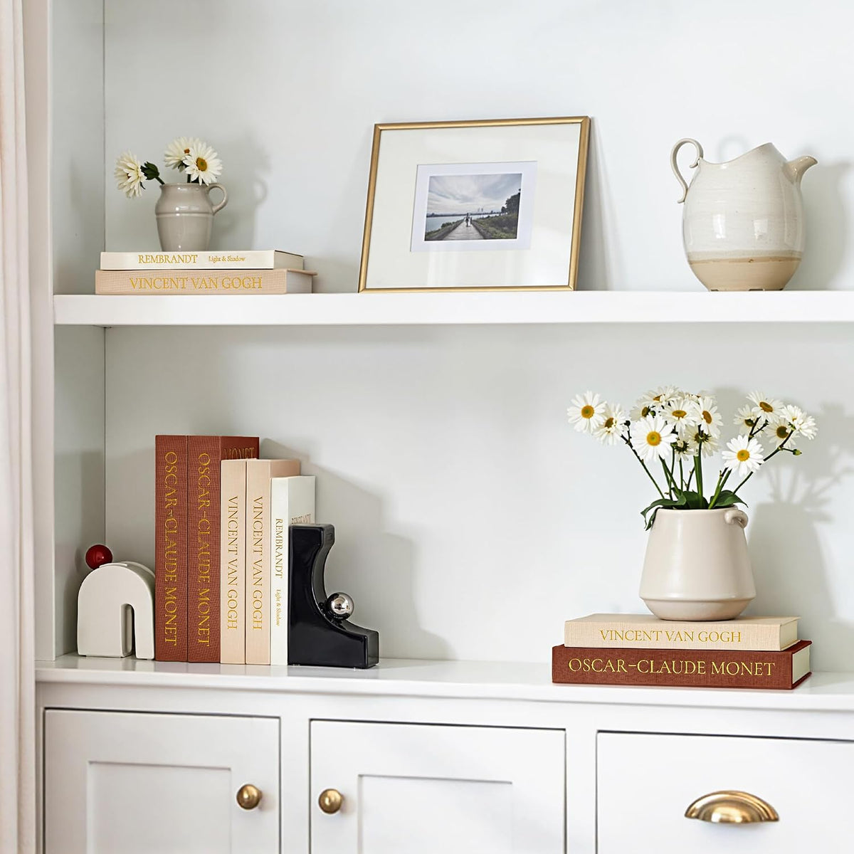 JARLINK Aesthetic Decorative Books, Set of 3 Linen Faux Book Boxes, Brown