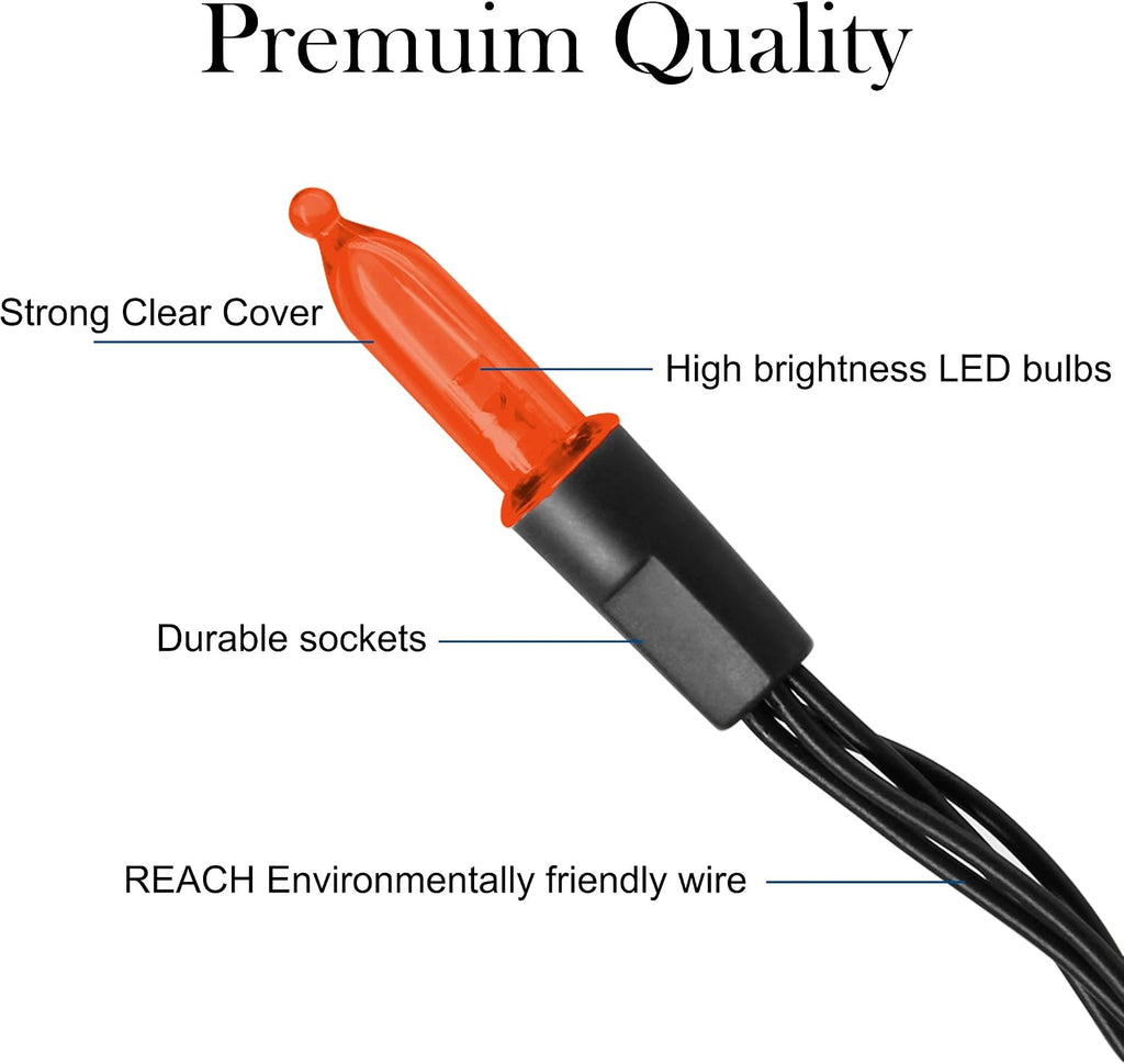 Twinkle Star Orange Halloween Lights Battery Operated,16FT 50 LED