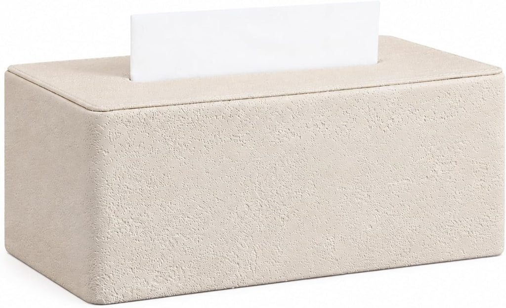 GORESE Travertine Look Tissue Box Cover Rectangle,PU Leather Kleenexs Cover
