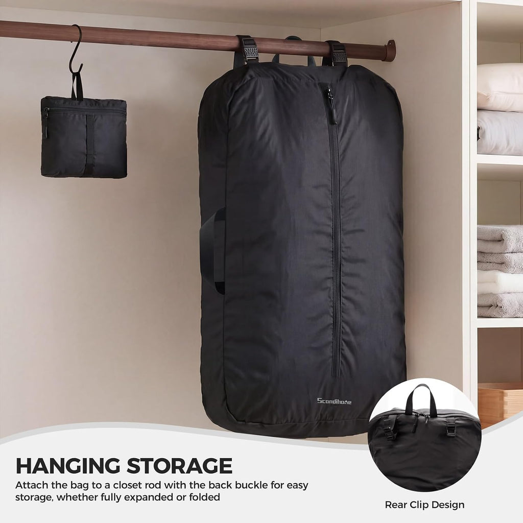 Travel Laundry Bag, 40L Foldable Dirty Clothes Bag with Two-Way Opening