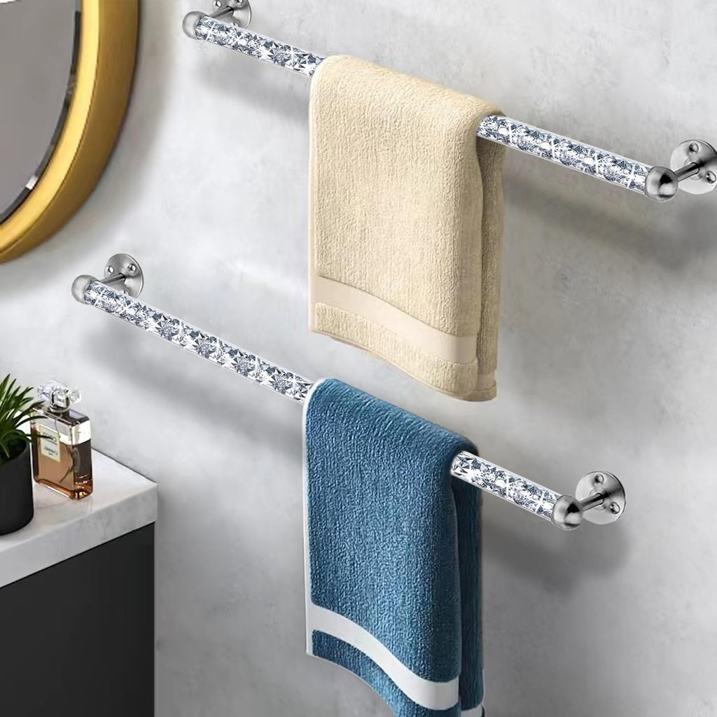 Meetart Crushed Diamond Glass Towel Bar for Bathroom,Set of 2 Towel Rods Wall-Mounted ,Towel Racks for Bath Towels,Hand Towels(21”)