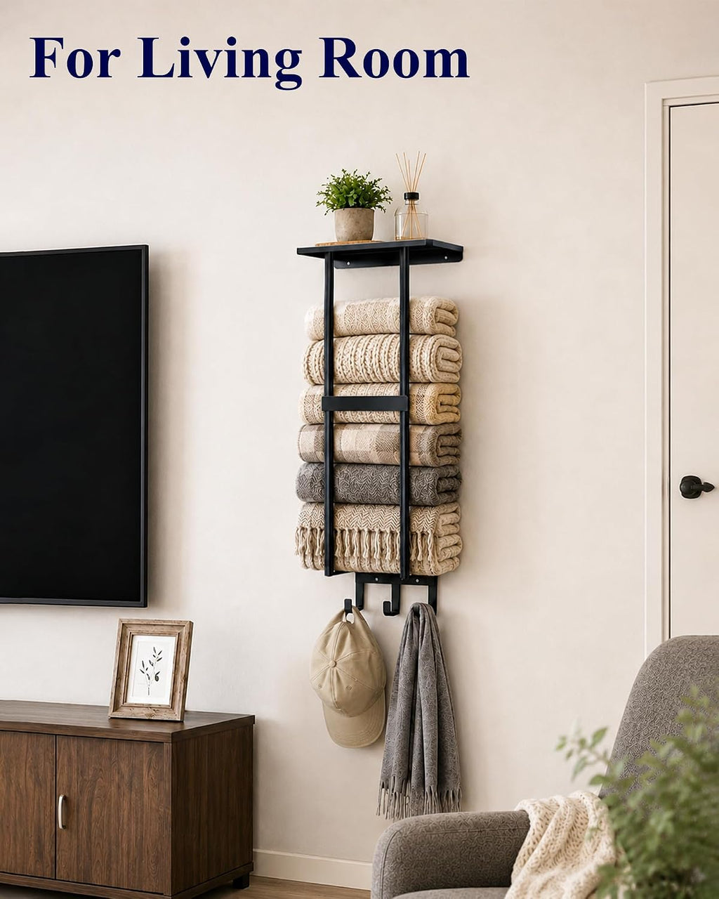 Kitsure Wall Mounted Towel Rack, Metal Towel Holder with Shelf, 29.3" H