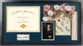 14x26 Black Shadow Box Diploma Frame with Graduation Cap & Tassel Holder for 8.5x11 Diploma and 4x6 Photo with MDF Wood and Plexiglass, Navy Over Gold Mat for Wall, Graduation Keepsakes