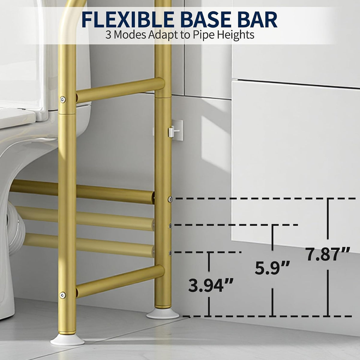 Livilord 3-Tier Over The Toilet Storage Rack, Space Saver Metal Bathroom Shelves, Freestanding Over Toilet Bathroom Organizer for Bathroom/Living Room (Gold)