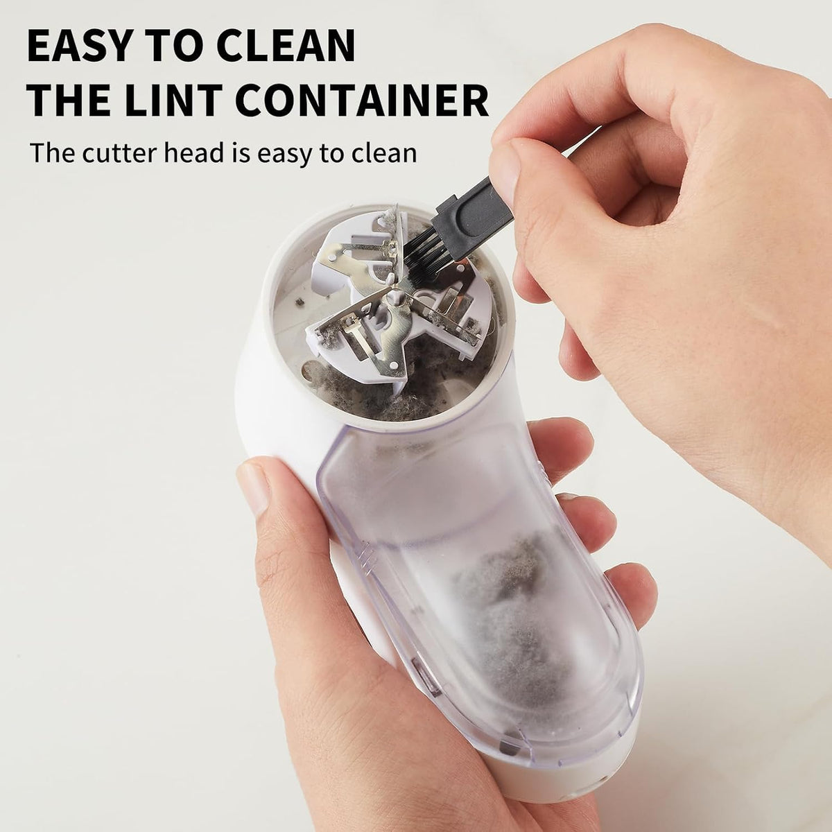 Rechargeable Fabric Shaver, Lint Remover for Clothes & Furniture, 3-Leaf Blades, Safety Lock, Pilling Remover Depiller for Fuzz, Lint, Pills, Bobbles (White, Battery Operated)