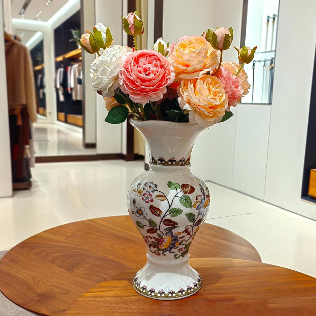Rustic Farmhouse Ceramic Flower Vase, 12-Inch Colorful Vintage Vase