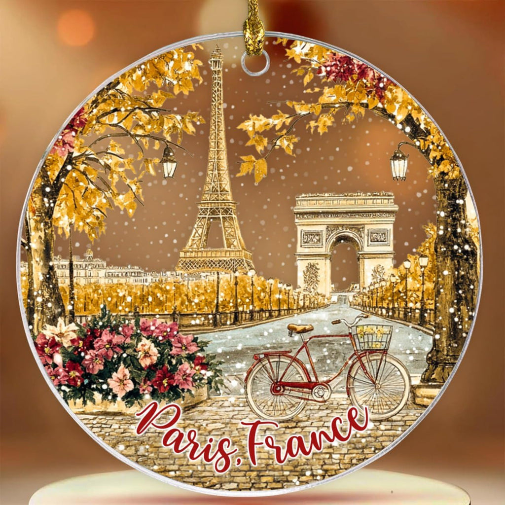 Paris Christmas Acrylic Ornament 2025, Eiffel Ornament, Paris Family Decor, France Christmas Hanging, France Lover Gifts, Gift Exchange Present