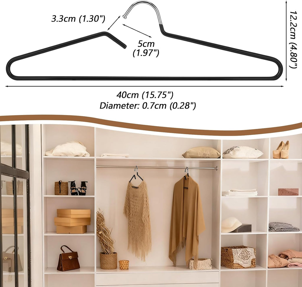 Leumoi 20 Pack Short Neck Hangers Non-Slip Metal Hangers for Clothes, Black