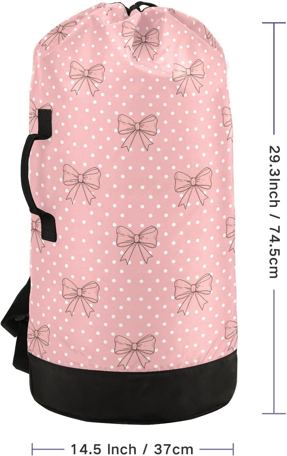 Bow Polka Dot Light Laundry Bag Backpack Bags Mesh Wash Laundry Bags Dirty Clothes Organizer for Vacation Road Trip Essentials Dorm