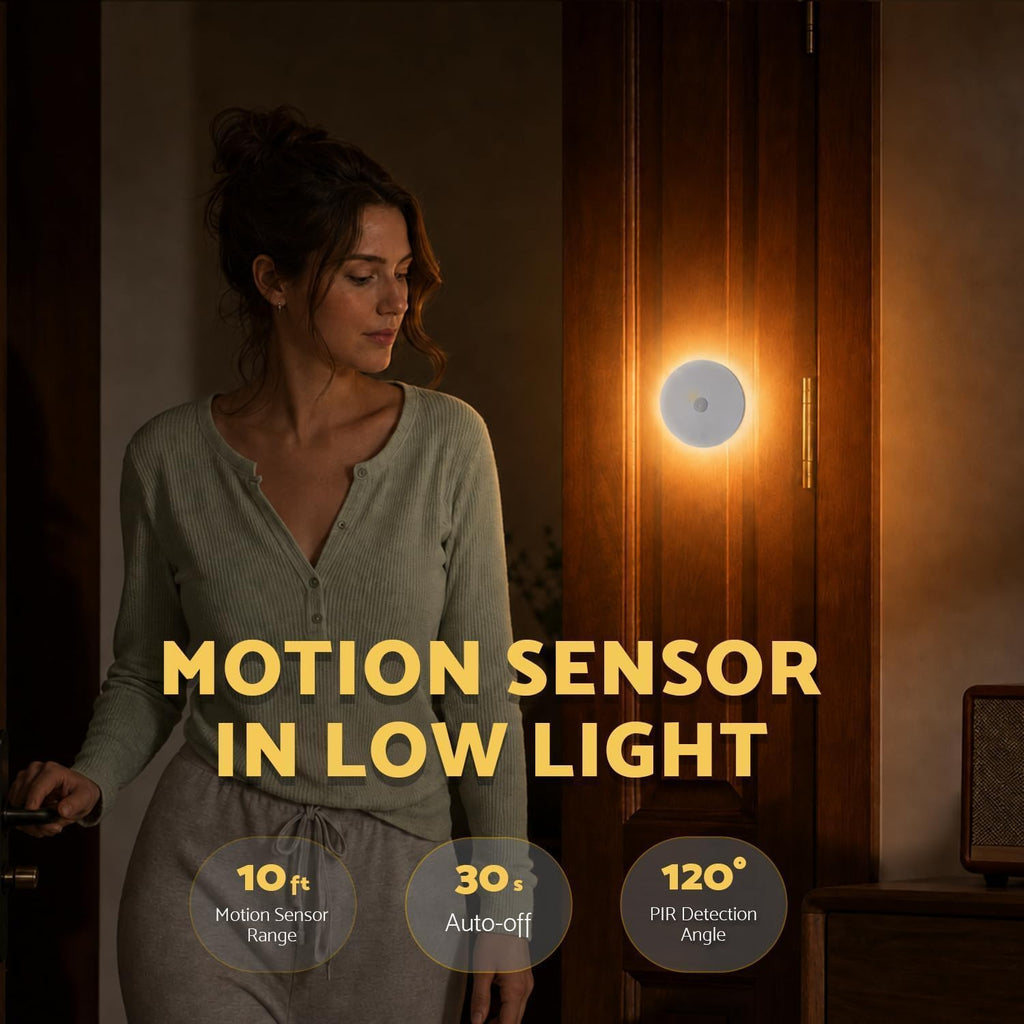 DAZZY DOT Rechargeable Night Light Motion Sensor, 2 Pack Stair Lights