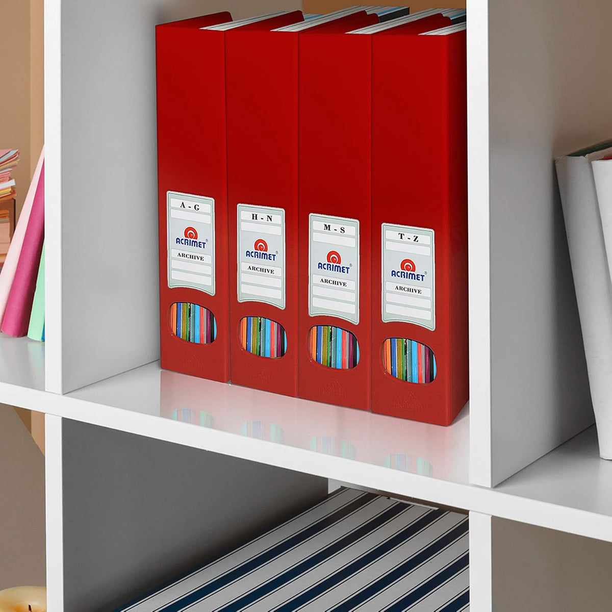 Acrimet Magazine File Holder, Vertical Desk Organizer, Red, 2 Pack