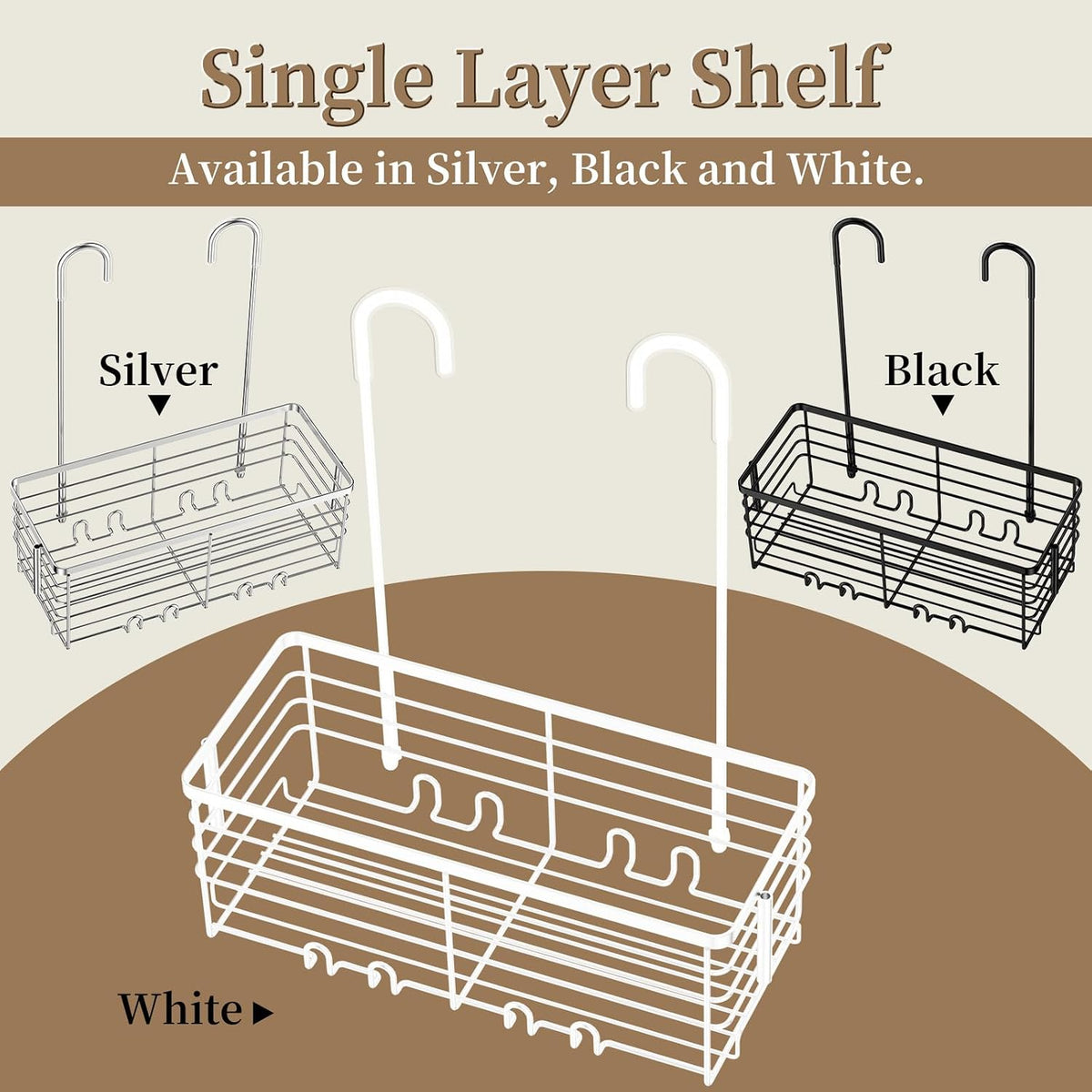DELLAN Hanging Shower Caddy, Shower Rack Hanging for Bathroom, White