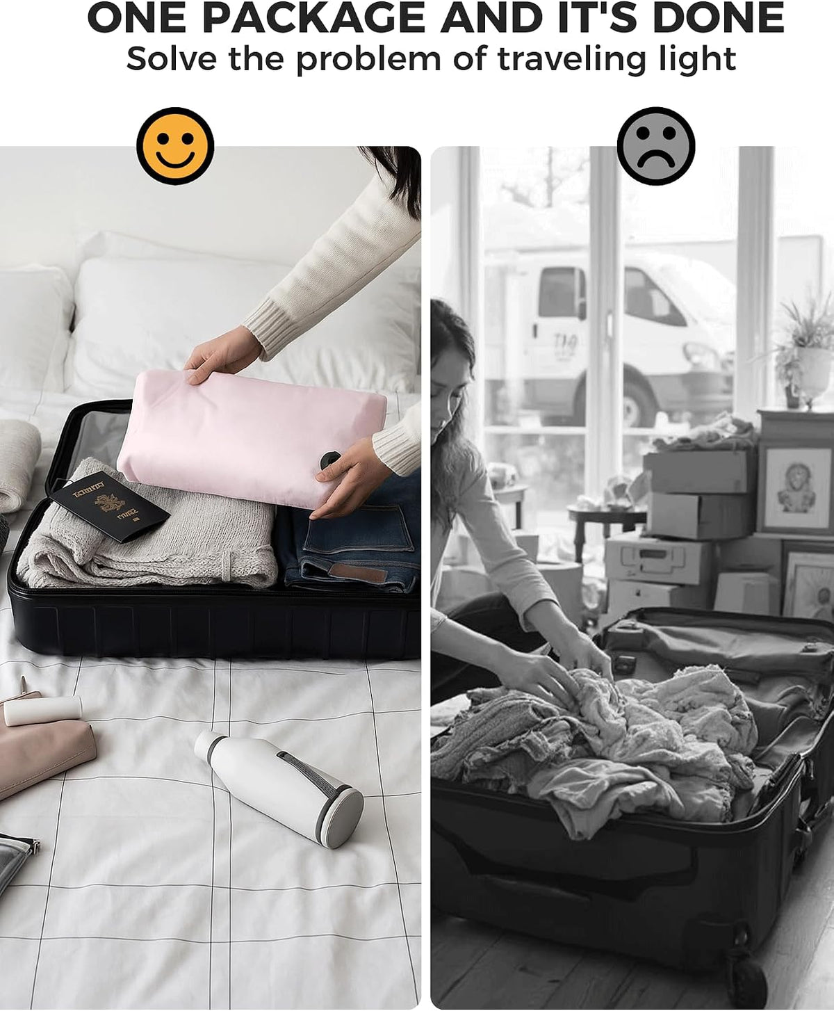 Compression Travel Laundry Bag for Dirty Clothes, Pump-Free Laundry Bag for Suitcase & Dorm, Waterproof Wet Dry Clothes Organizer, Large Capacity Space Saving Travel Bag (1 Pcs)(Pink, M)