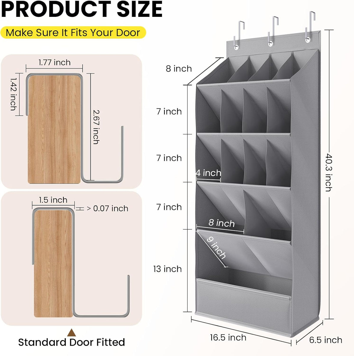 Mefirt Large Over the Door Shoe Organizer for Closet Fit 20 Pairs