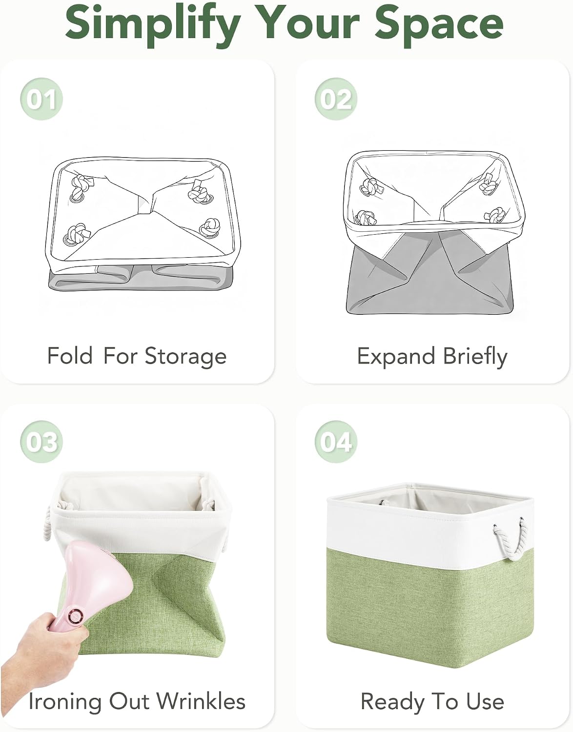 13x15x13 Inch Large Storage Bins with Cotton Rope Handles 6-Pack