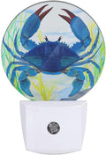 Blue Crab Night Light Shellfish Sea Grass Night Lights Plug into Wall 0.5W LED Lighting Auto on/Off for Hallway Stairway Kitchen Home Decor