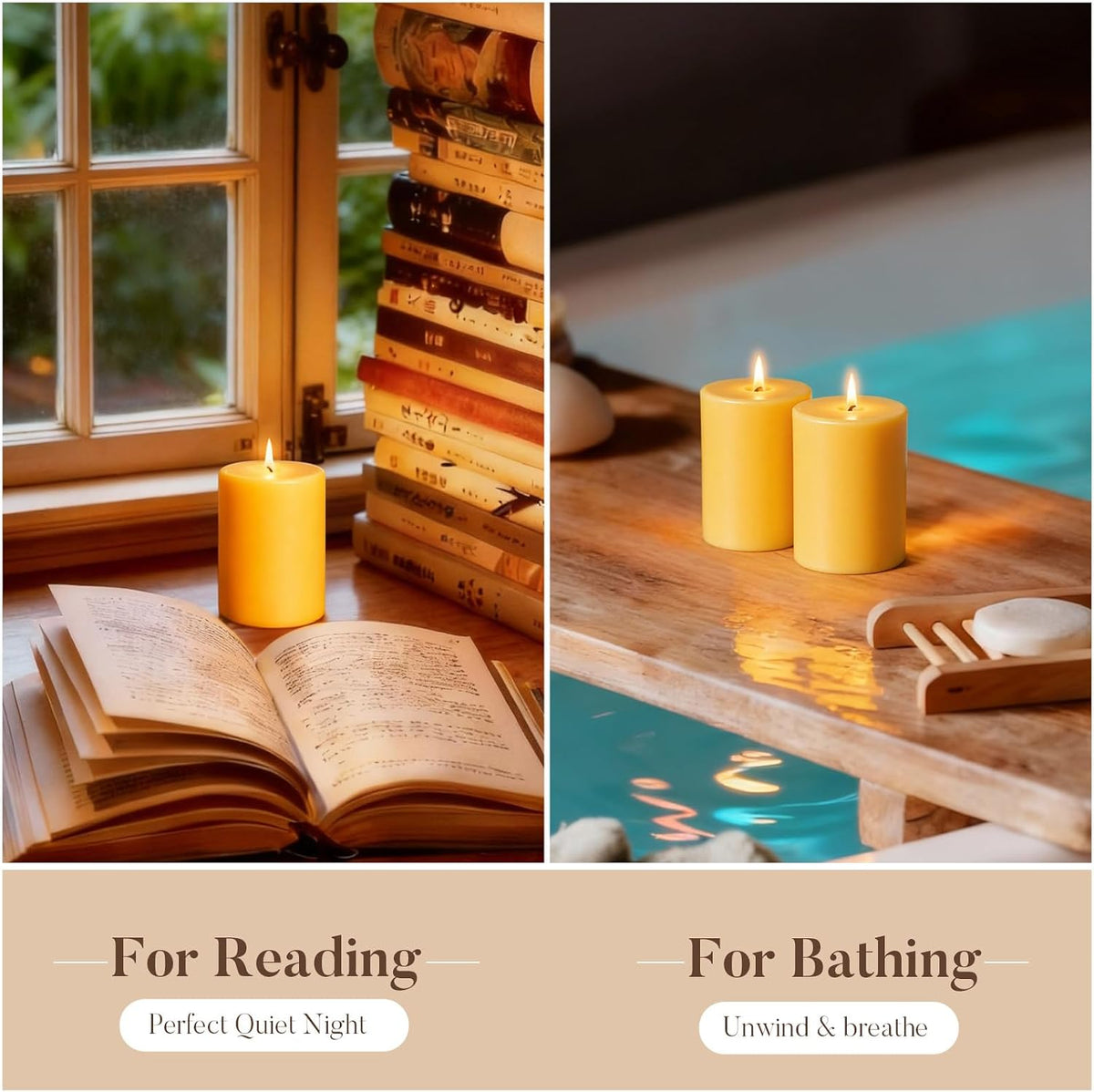 Crenovo 3 Pack Beeswax Pillar Candles,3x4 Inch 100% Pure Organic Natural