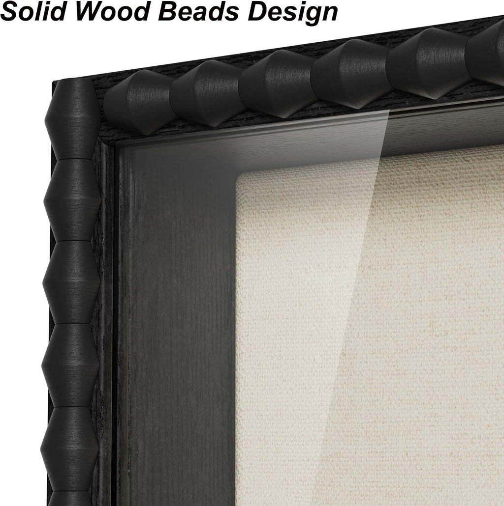 Love-KANKEI 11x14 Deep Shadow Box Frame,Solid Wood Beaded Edge Frame,Black