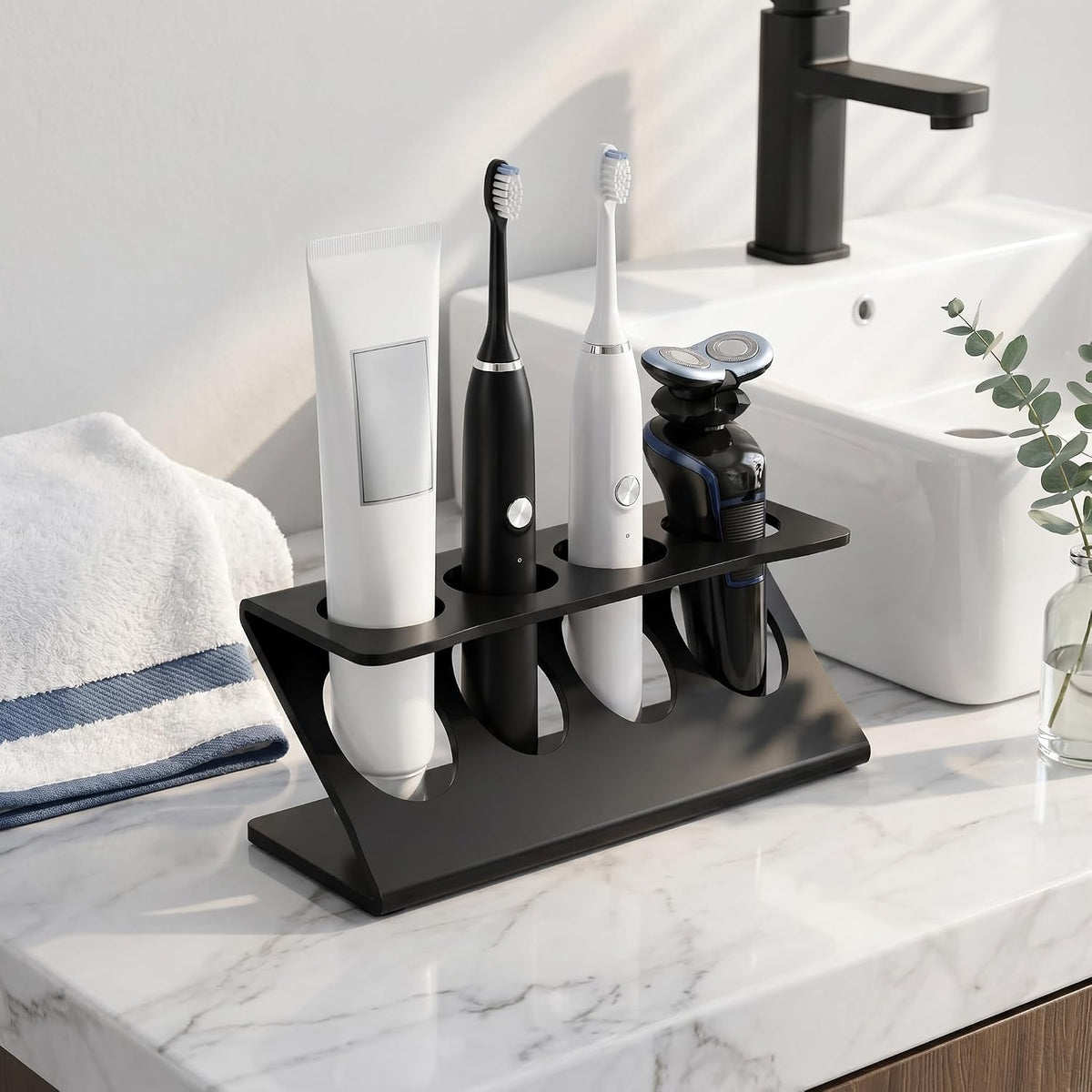 Electric Toothbrush Holder 4 Slot Fits Oral-B Sonicare Quip, Bathroom Caddy