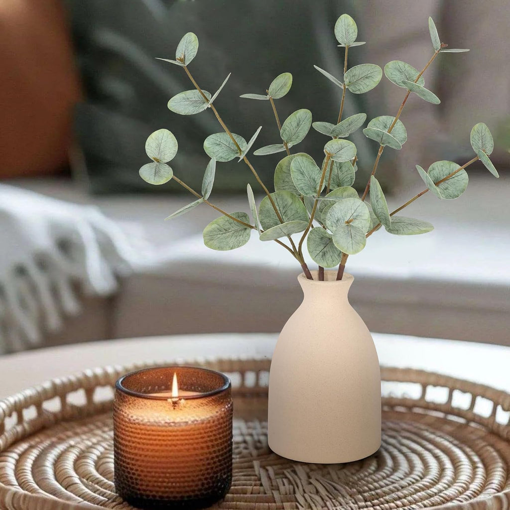 17" Artificial Eucalyptus Stems Potted Plant,Gray Green