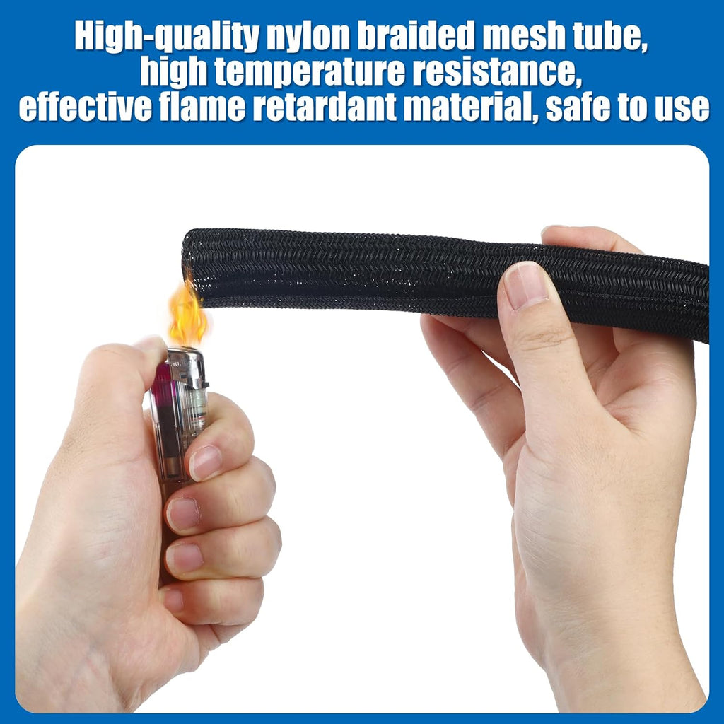 50ft Split Wire Loom Tubing Flame Retardant Braided Cable Sleeve Split