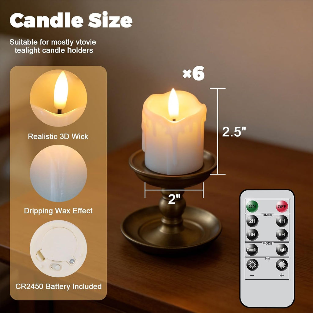 White Flameless Votive Candles Battery Operated with Remote Timer