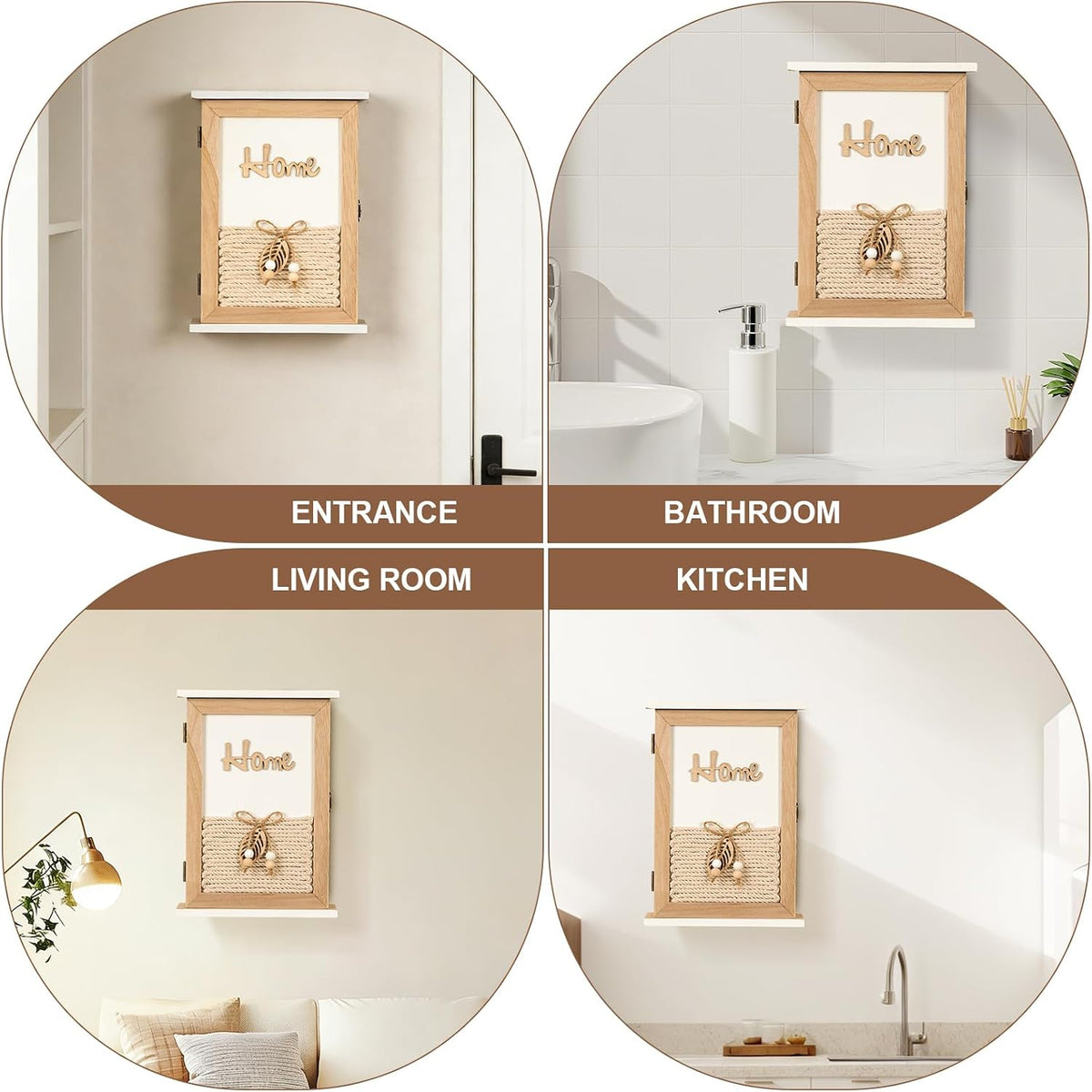 Key Holder for Wall, 6 Hooks Key Rack Wall Mount Decorative Key Box Holder