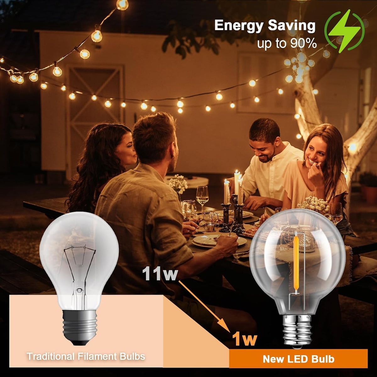 GvvooHome 36 Pack G40 LED Outdoor String Light Replacement Bulb, Warm White