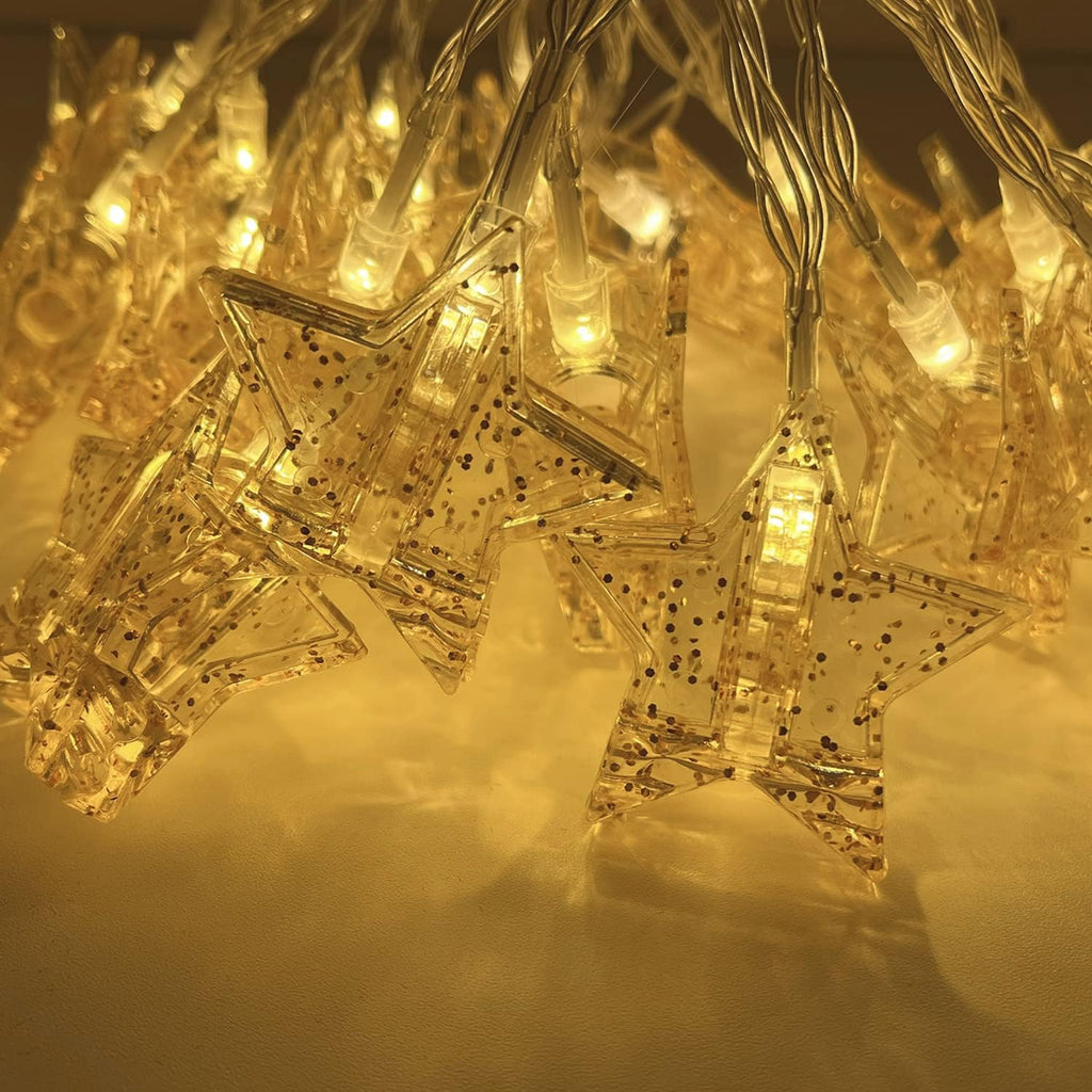 YOLIGHT Stars Photo Clips String Light, 10ft LED Photo Wall Decor Lights with 20 Clips, Battery Operated Star Fairy Lights for Dorm Room Christmas Party Wedding Valentines Day Decoration