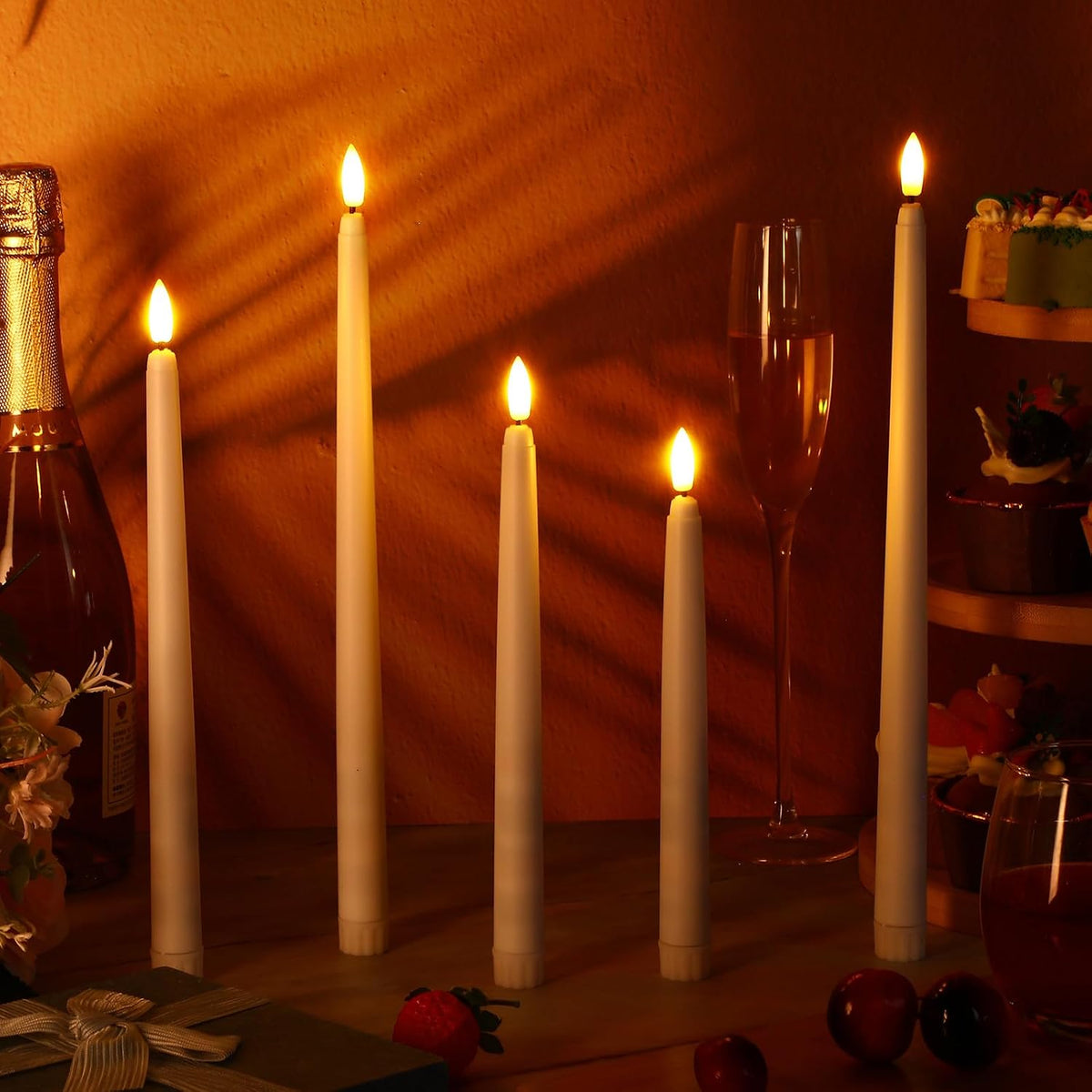 Rossesay 64 Pcs Flameless LED Taper Candle, Flickering Candles,White