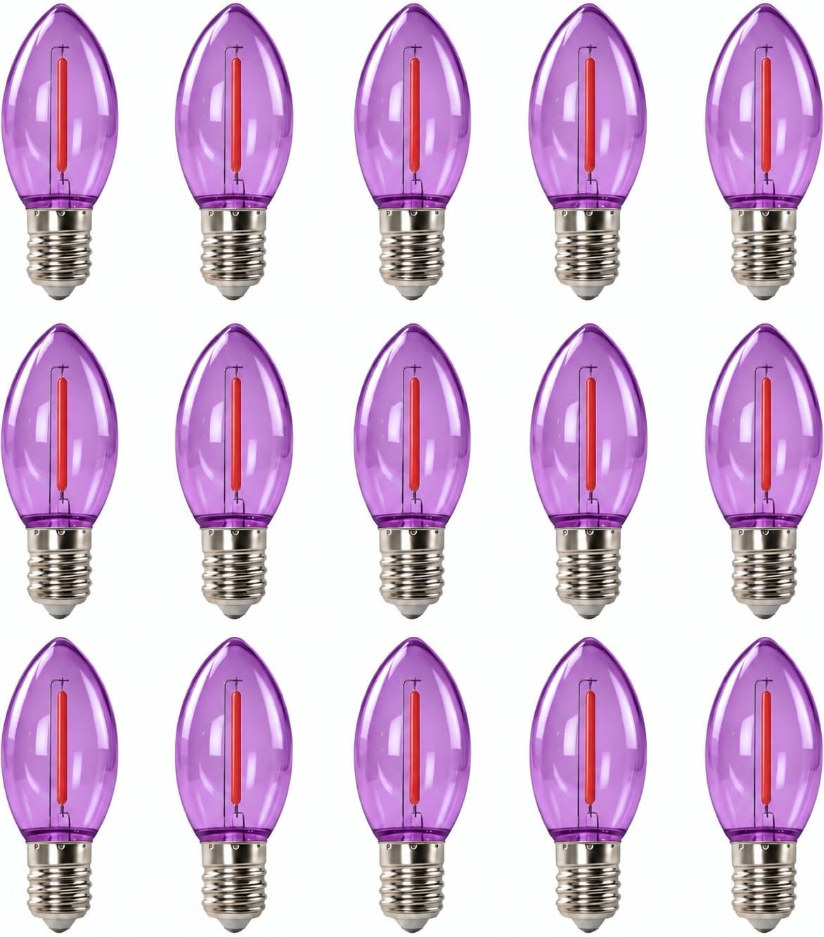 C9 LED Clear Purple Replacement Light Bulbs for Halloween Decorations, 120V