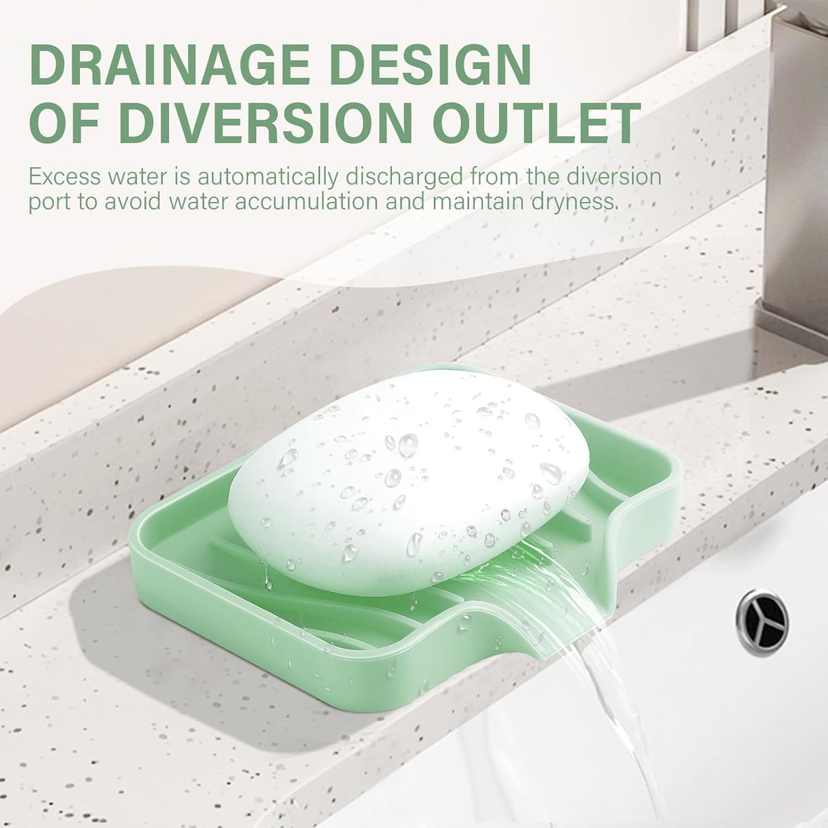 2PCS Self Draining Soap Holder,Spofit Silicone Soap Dish, Suitable for for Kitchen, Bathroom, Shower, Bath Tub,Soap Container (Light Green)
