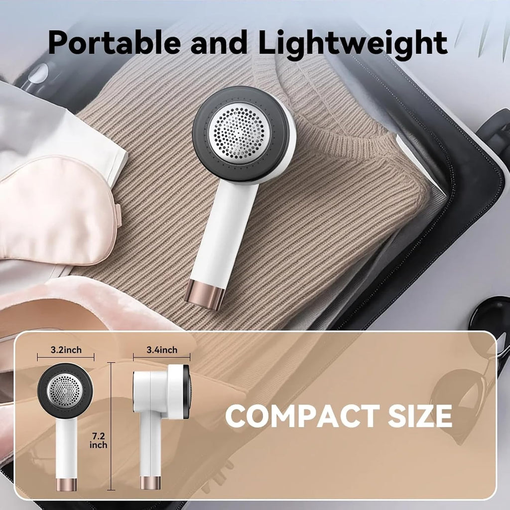 Rechargeable Fabric Shaver, 6-Leaf Blades, LED Display, 3 Speeds