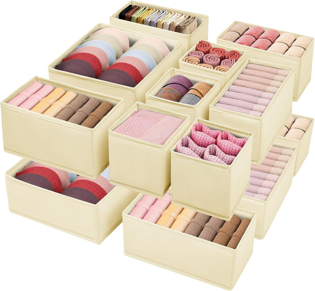 Drawer Clothing Organizer 16-Pack,Beige Underwear Dividers
