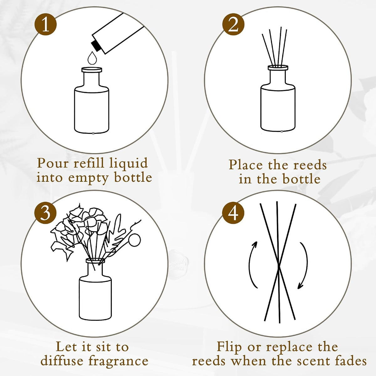 XEPTLE Reed Diffuser Set, 7.04 oz Oud & Bergamot Scent Diffuser with 5 Sticks, Long Lasting Air Freshener, Essential Oil Reed Diffuser for Home, Home Fragrance for Office, Bathroom Shelf Decor, Black