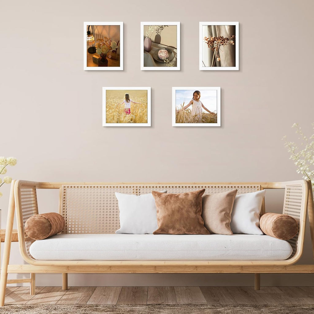 Golden State Art 8x10 White Picture Frame,Solid Wood&Real Glass,Fit 8x10