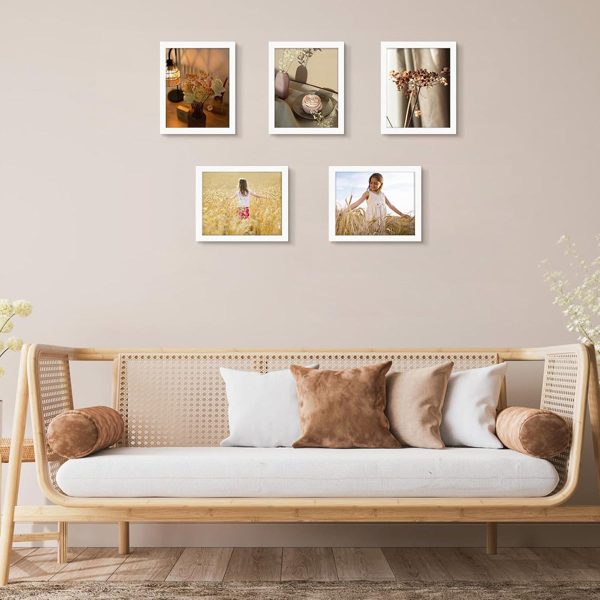 Golden State Art 8x10 White Picture Frame,Solid Wood&Real Glass,Fit 8x10