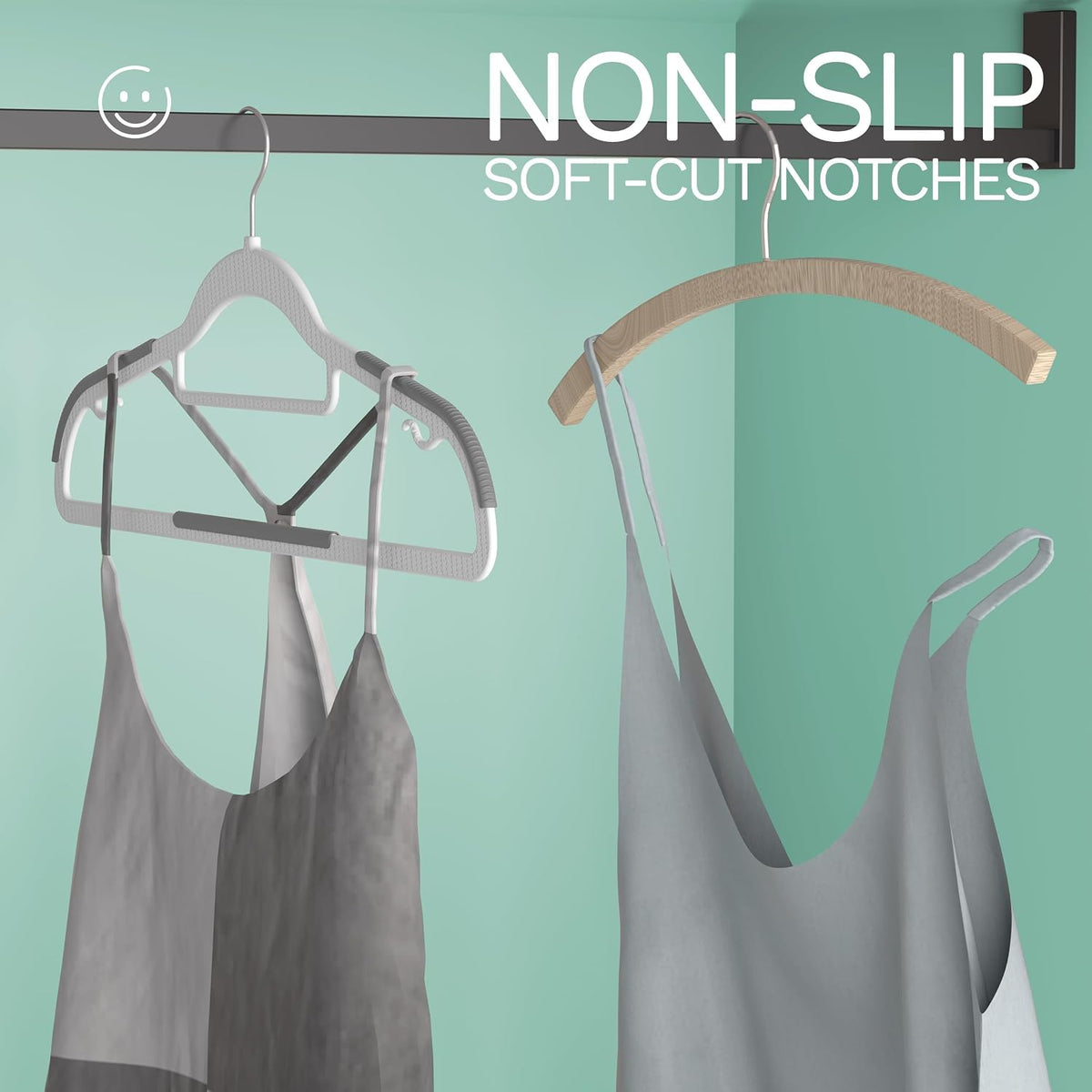 20 Pack Heavy Duty Plastic Hangers, Non Slip Clothes Hangers with Rubber Pads and 360° Hook - Thin Space Saving Hanger, Closet Organizer for Shirt, Pants, Suit, Skirt,Coat - Gray