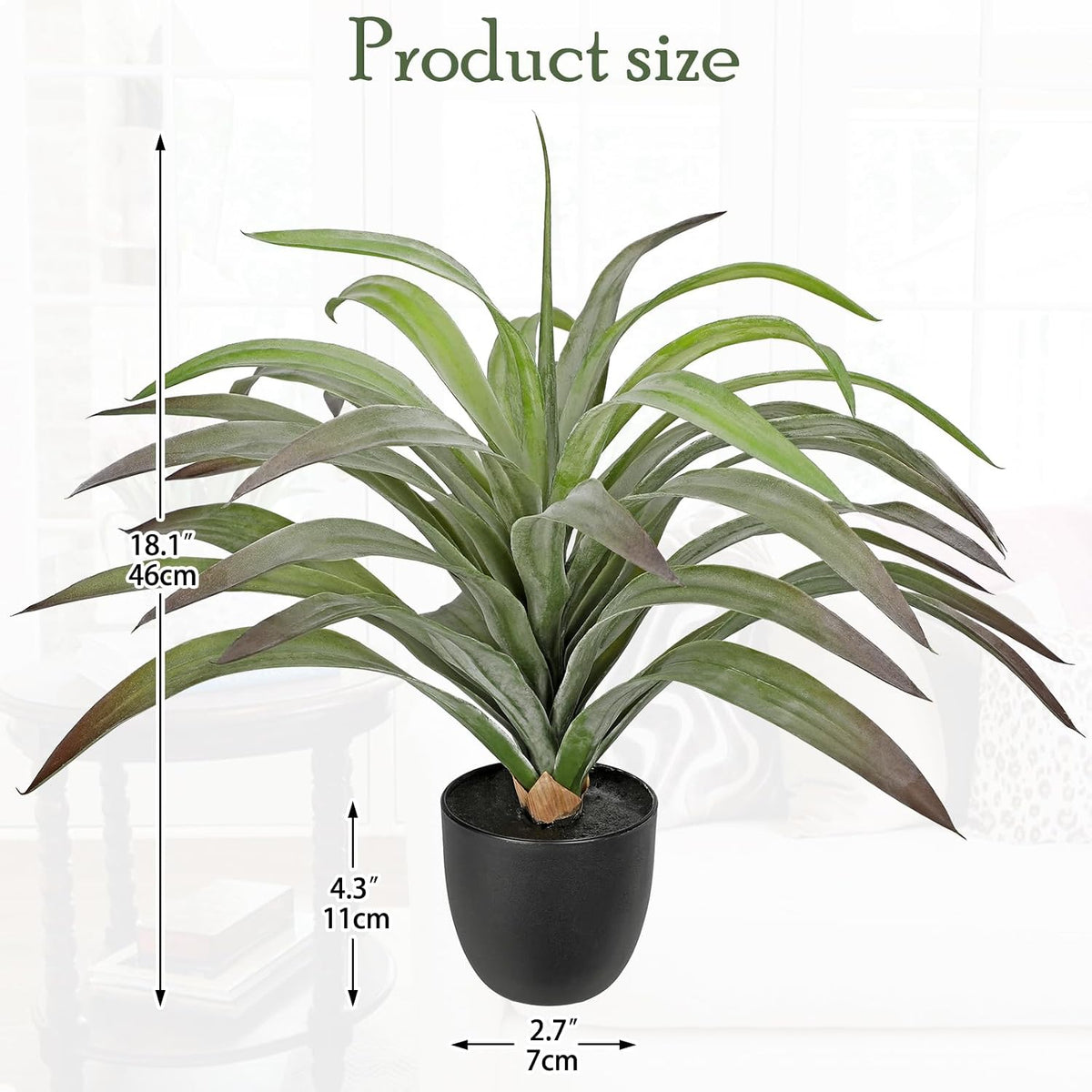 Briful Faux Agave Plant 18.1in Artificial Agave Potted Plant Fake Outdoor Plants for Home Office Living Room Bedroom Kitchen Table Decor