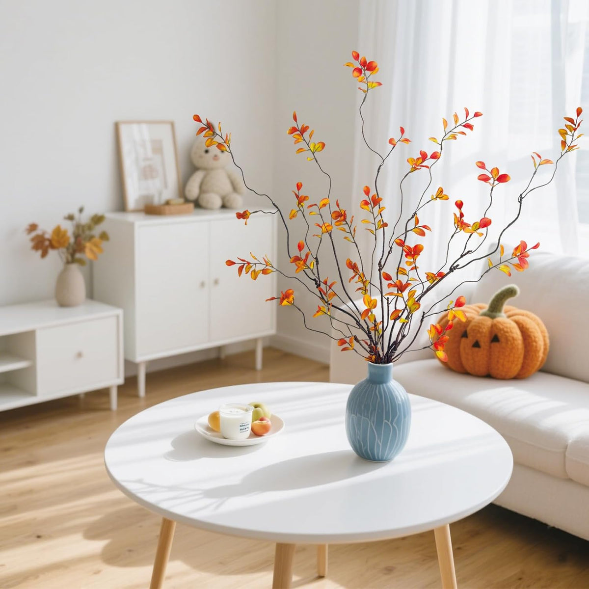 4 Pcs Fall Stems Artificial Ficus Branches Faux Eucalyptus Stems Fall Decor