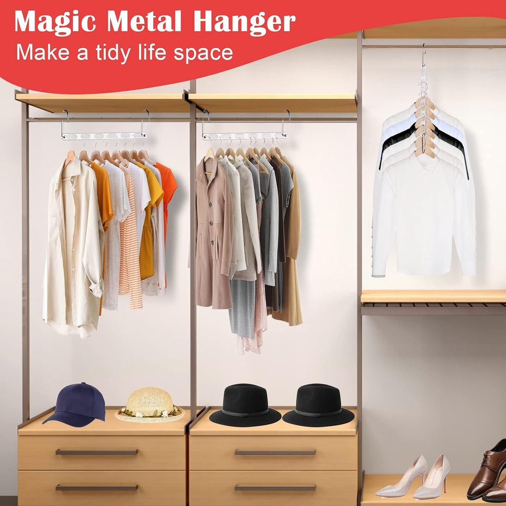 8 Packs Space Saving Hangers for Closet: Collapsible Closet Organizer