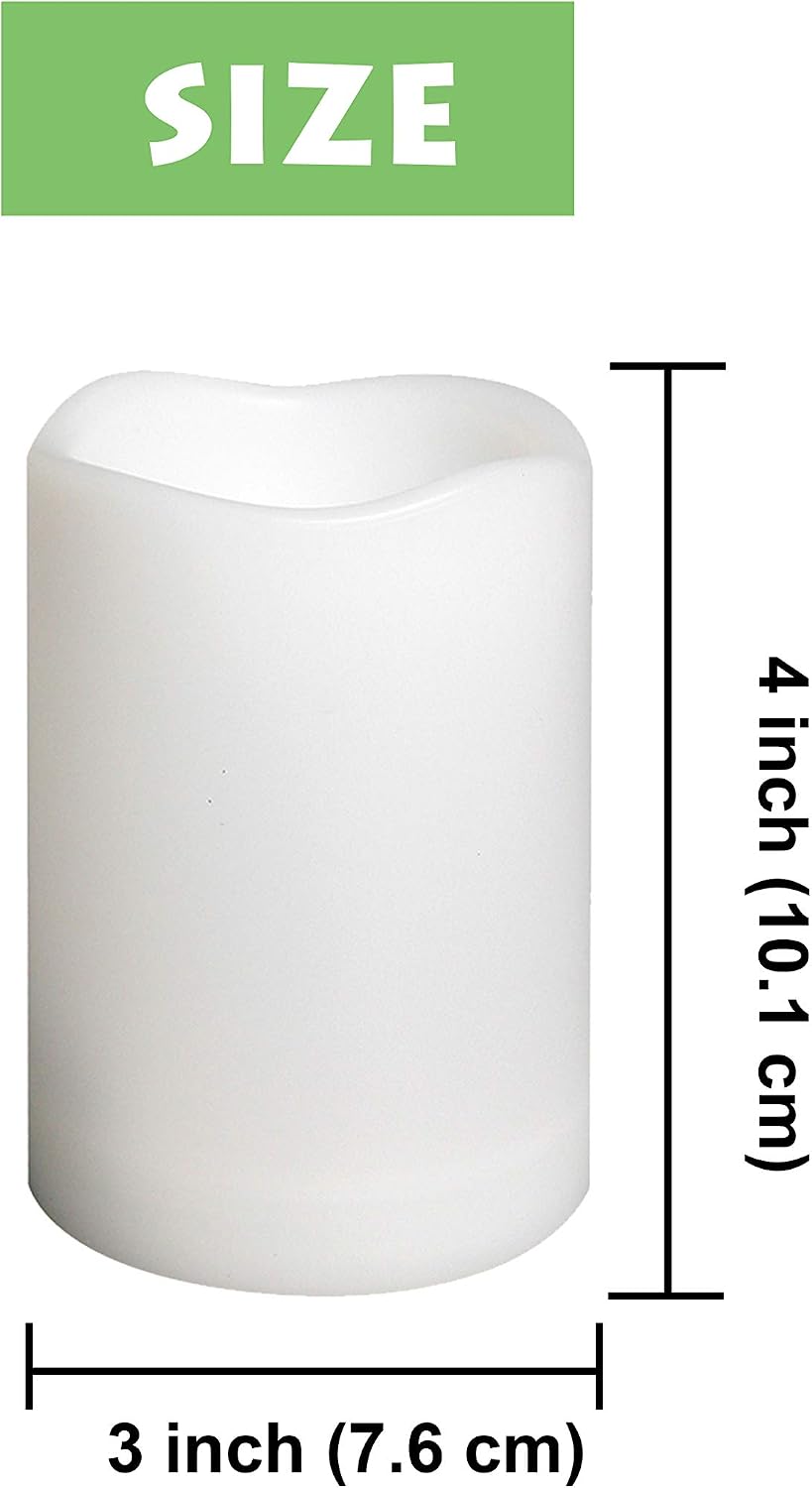 Waterproof Outdoor Flameless Pillar Candle with Timer, 1 Pack, 3” x 4”
