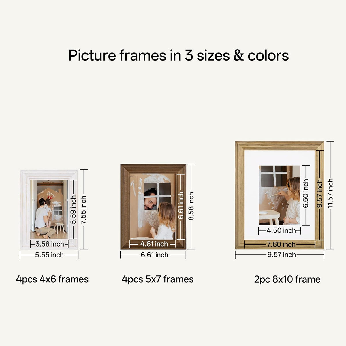 eletecpro Gallery Wall Frame Set of 10, Natural, White, Brown