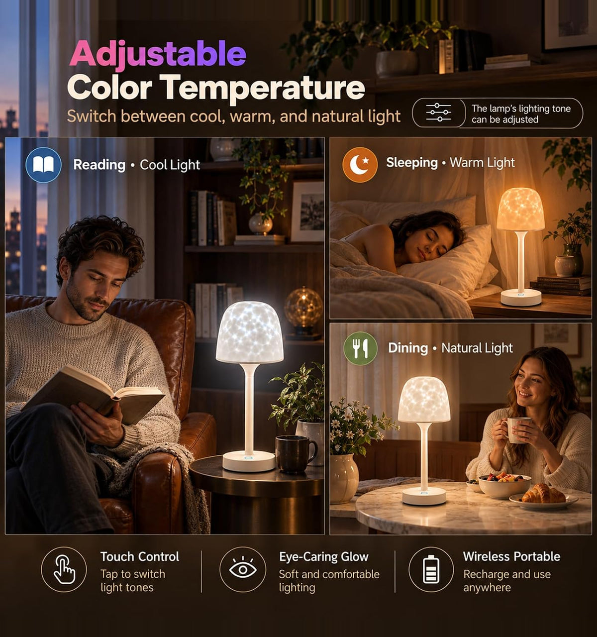 Waterproof Shower Lamp Light Outdoor Floor Lamps Rechargeable LED