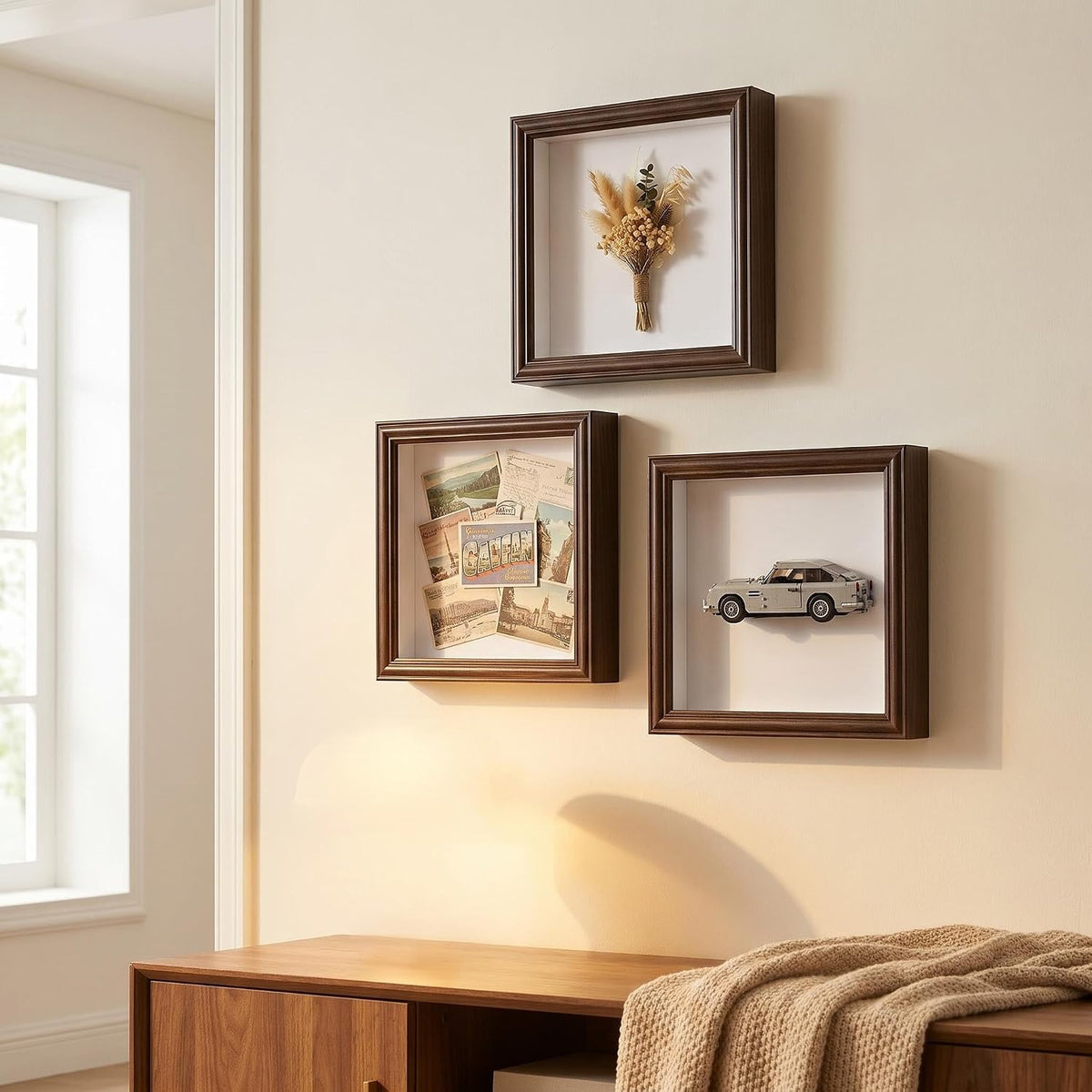 8x10 Shadow Box Frame with Shatter-Resistant Glass - 1.2" Deep ,3 Pcs
