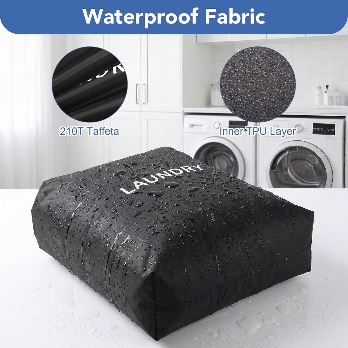 Dntorx 2 Pcs Large Travel Laundry Bags Dirty Clothes Travel Bag, Foldable Waterproof Laundry Bag with Sturdy Handle for Family Beach Gym Pool Yoga Workout College Dorm Swimsuit Diaper Storage, Black