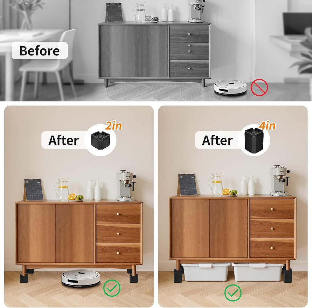 8 Pack Furniture Risers Adjustable Bed Risers Lift 2, 4, 5.9 Inch