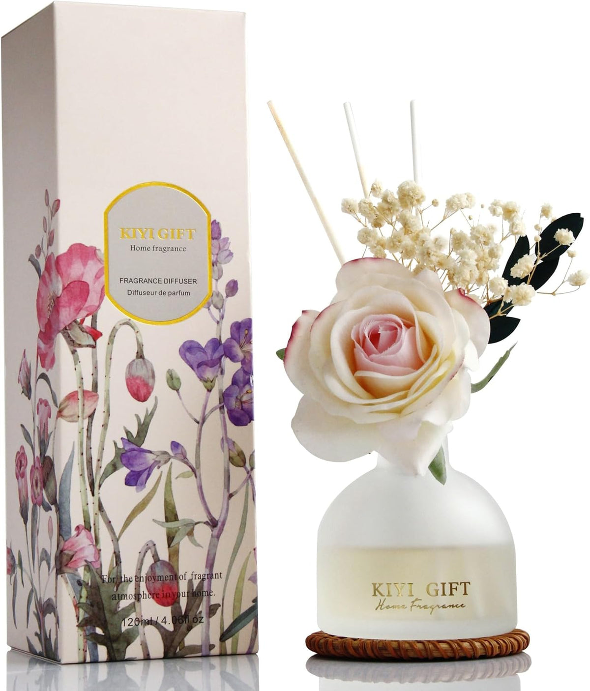 Reed Diffuser Set, 4.06 oz Scent Diffuser with 6 Sticks, Home Fragrance, Reed Diffuser for Bathroom Shelf Decor, Crisp Linen