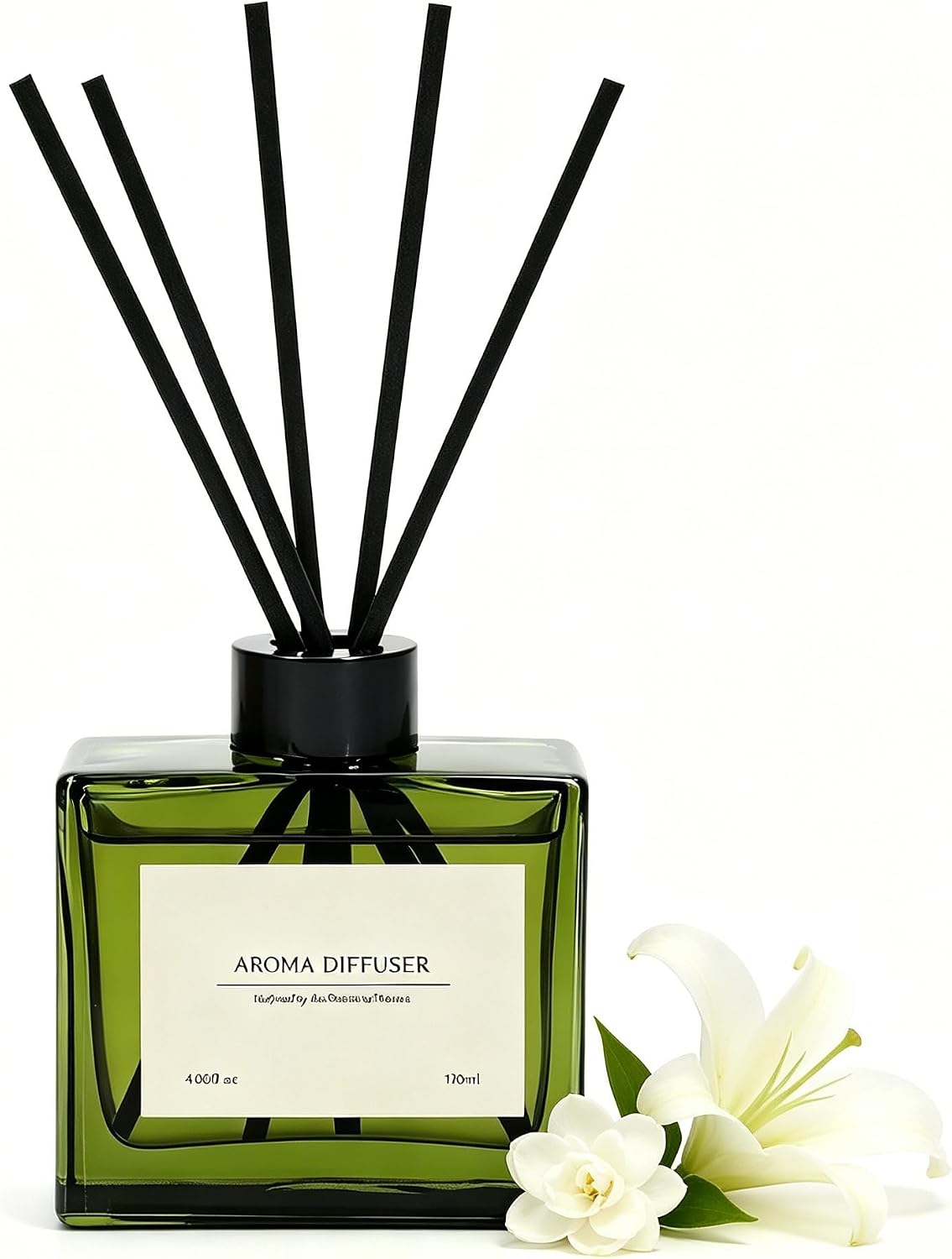 Reed Diffuser Set Jasmine Lily, 120ml Scented Oil with 10 Reed Sticks, Home Fragrance Air Freshener for Living Room Bedroom Bathroom Office