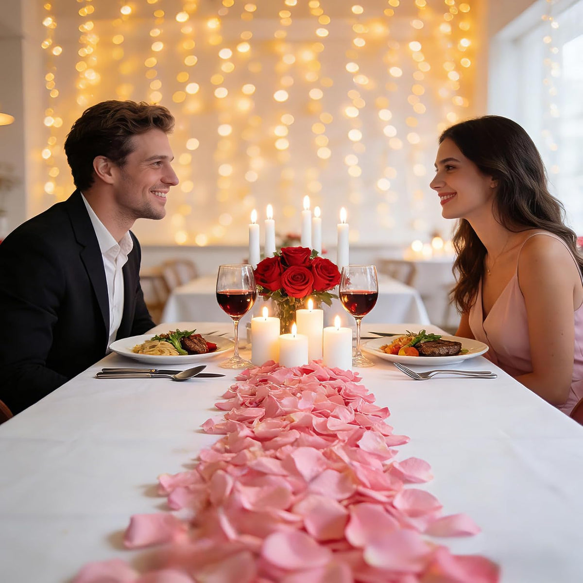 Anwyll 3000Pcs Pink Rose Petals - Artificial Faux Flowers Fake Rose Petals for Wedding Proposal Engagement Romantic Night Anniversary Valentine's Galentine's Day Decoration Home Room Party Decor